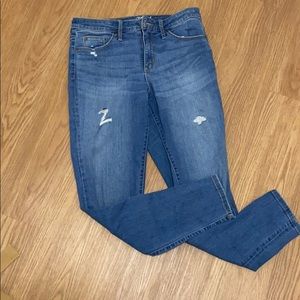 Ripped denim boot cut jeans